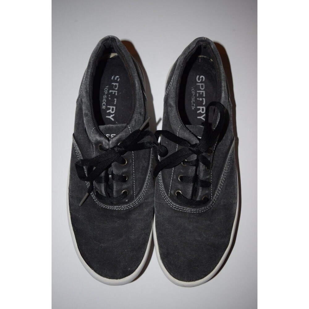 EUC SPERRY MENS CHARCOAL GRAY CANVAS SHOES SNEAKERS SIZE 7.5